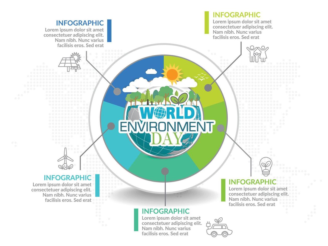 dia mundial do meio ambiente com modelo de infográfico de negócios. vetor