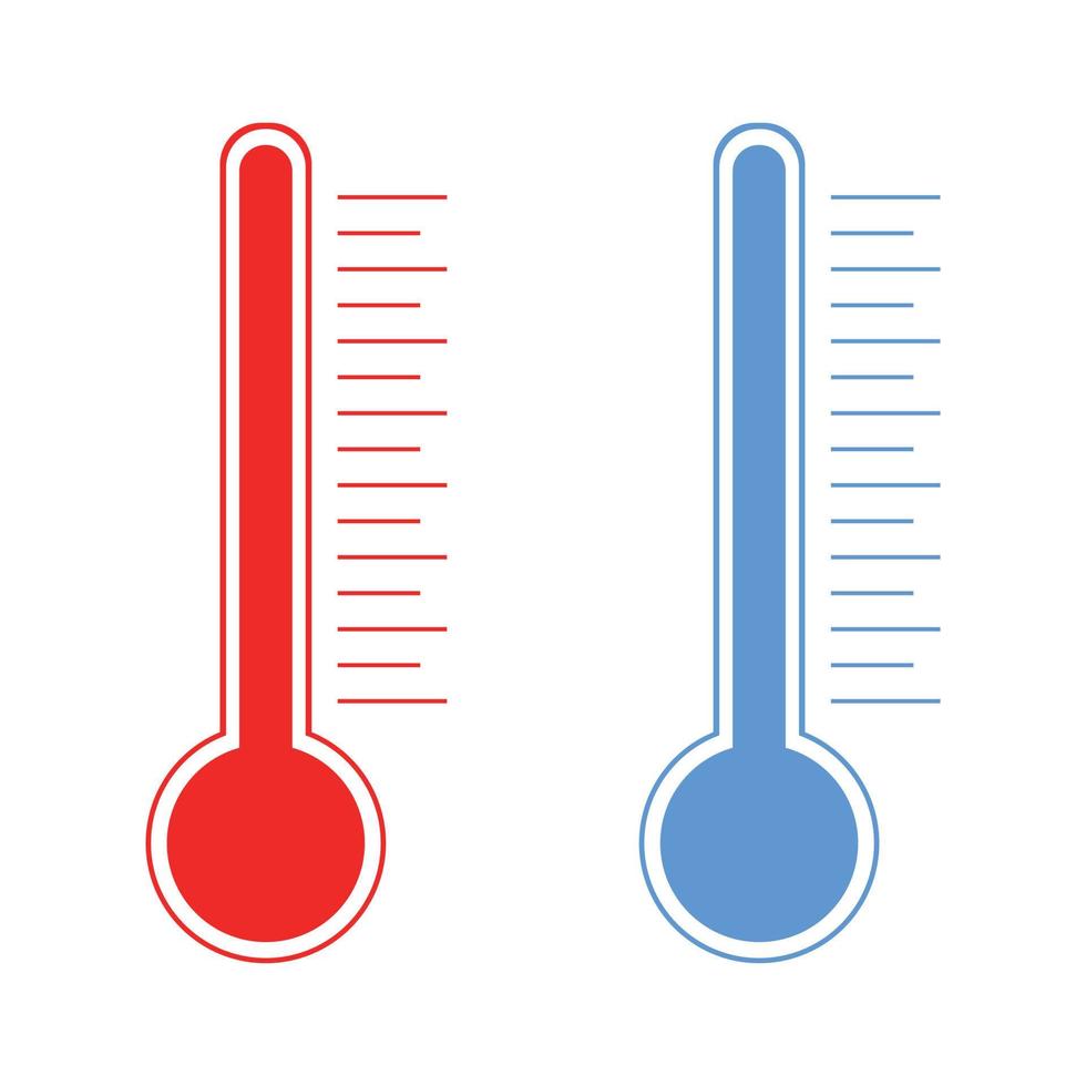 ícone de termômetro frio e quente. congele o indicador de temperatura quente e frio do vetor. termômetros meteorológicos que medem calor e frio. ilustração vetorial vetor