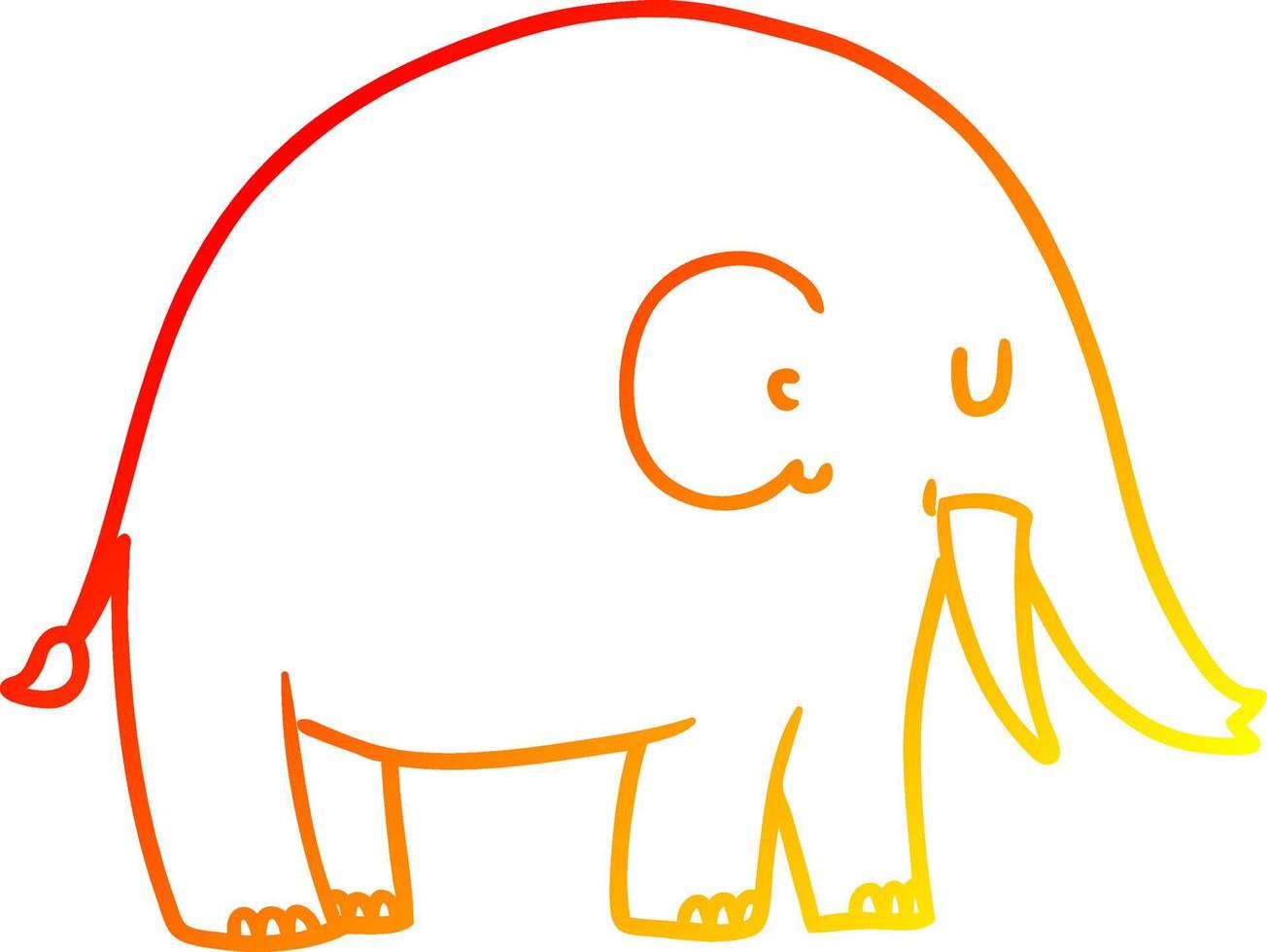 elefante de desenho animado de desenho de linha de gradiente quente vetor