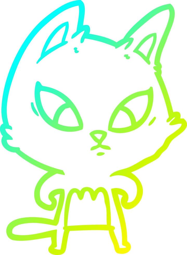 desenho de linha de gradiente frio gato de desenho animado confuso vetor