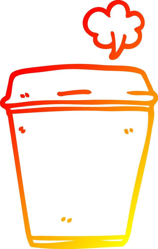 xícara de café de desenho animado de desenho de linha de gradiente quente vetor