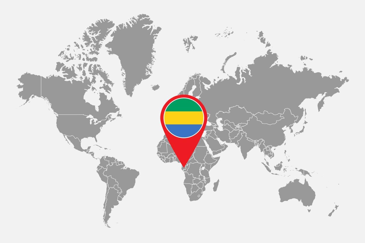 pin mapa com bandeira do gabão no mapa do mundo. ilustração vetorial. vetor