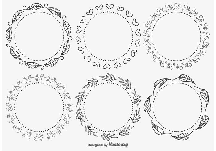 Molduras decorativas desenhadas à mão vetor