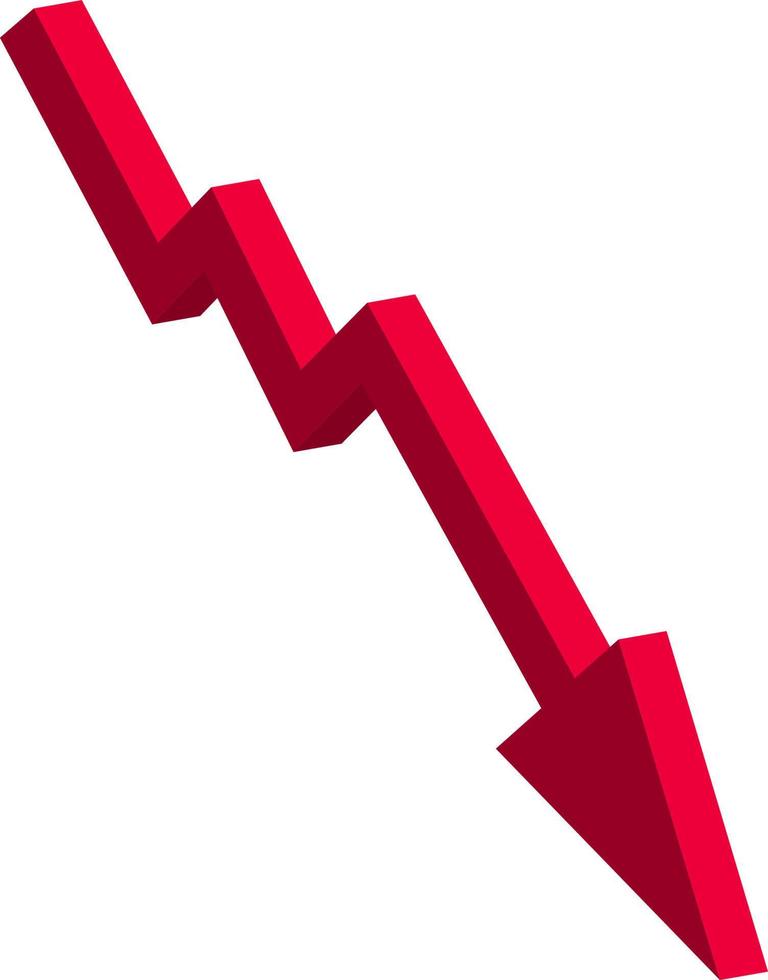 seta vermelha isolada descendo vetor