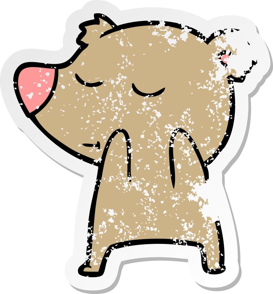 vinheta angustiada de um urso de desenho animado feliz vetor