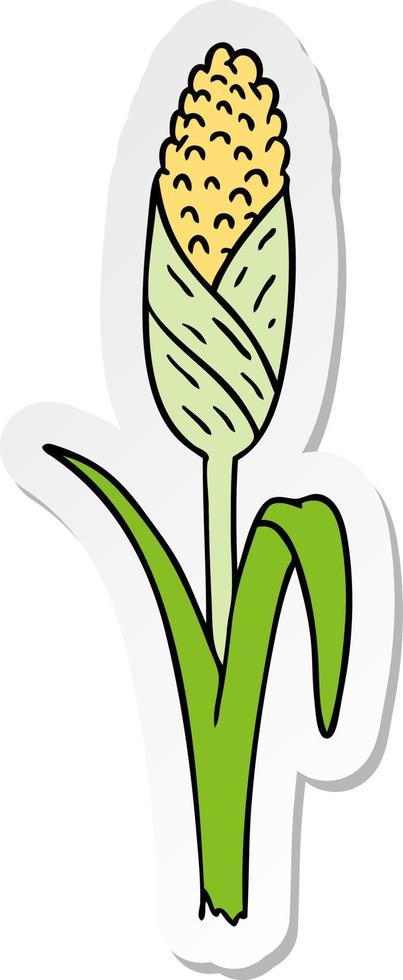 doodle de desenho de adesivo de espiga de milho fresco vetor