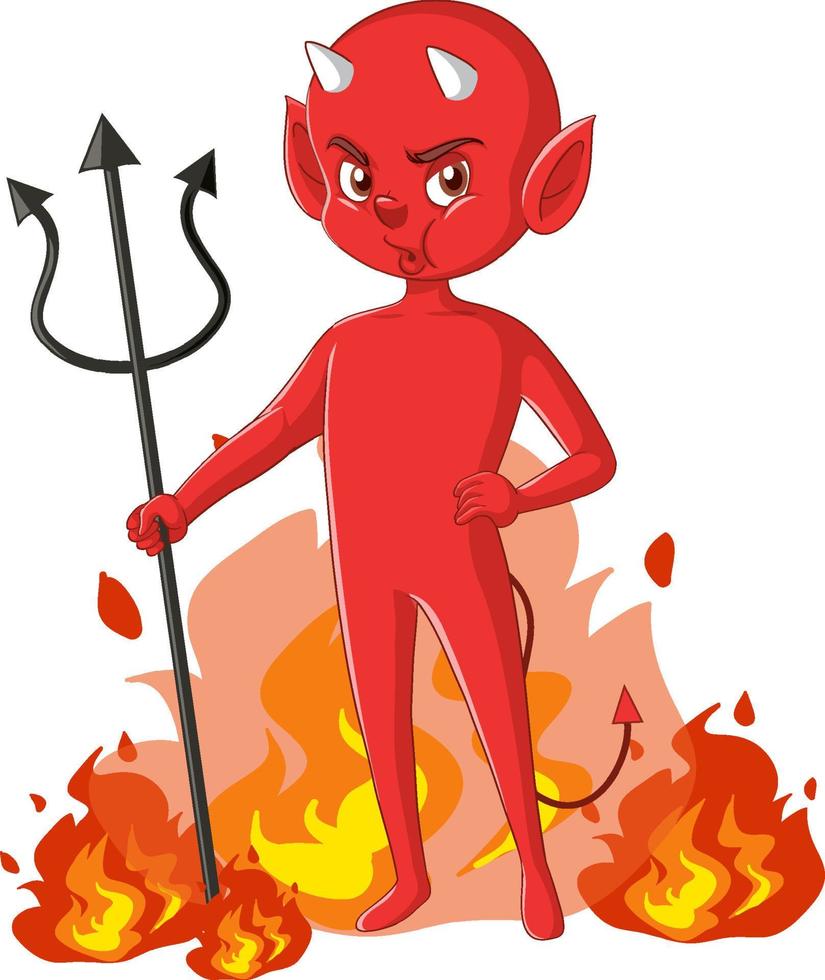 personagem de desenho animado do diabo mau no fundo branco vetor