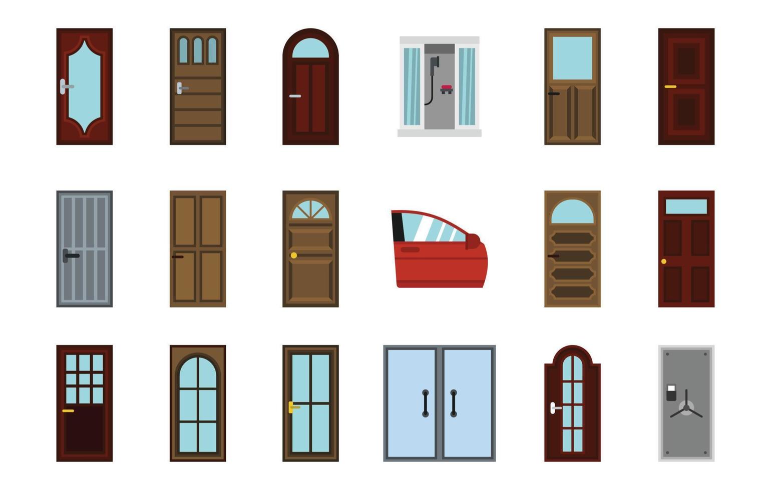 conjunto de ícones de porta, estilo simples vetor
