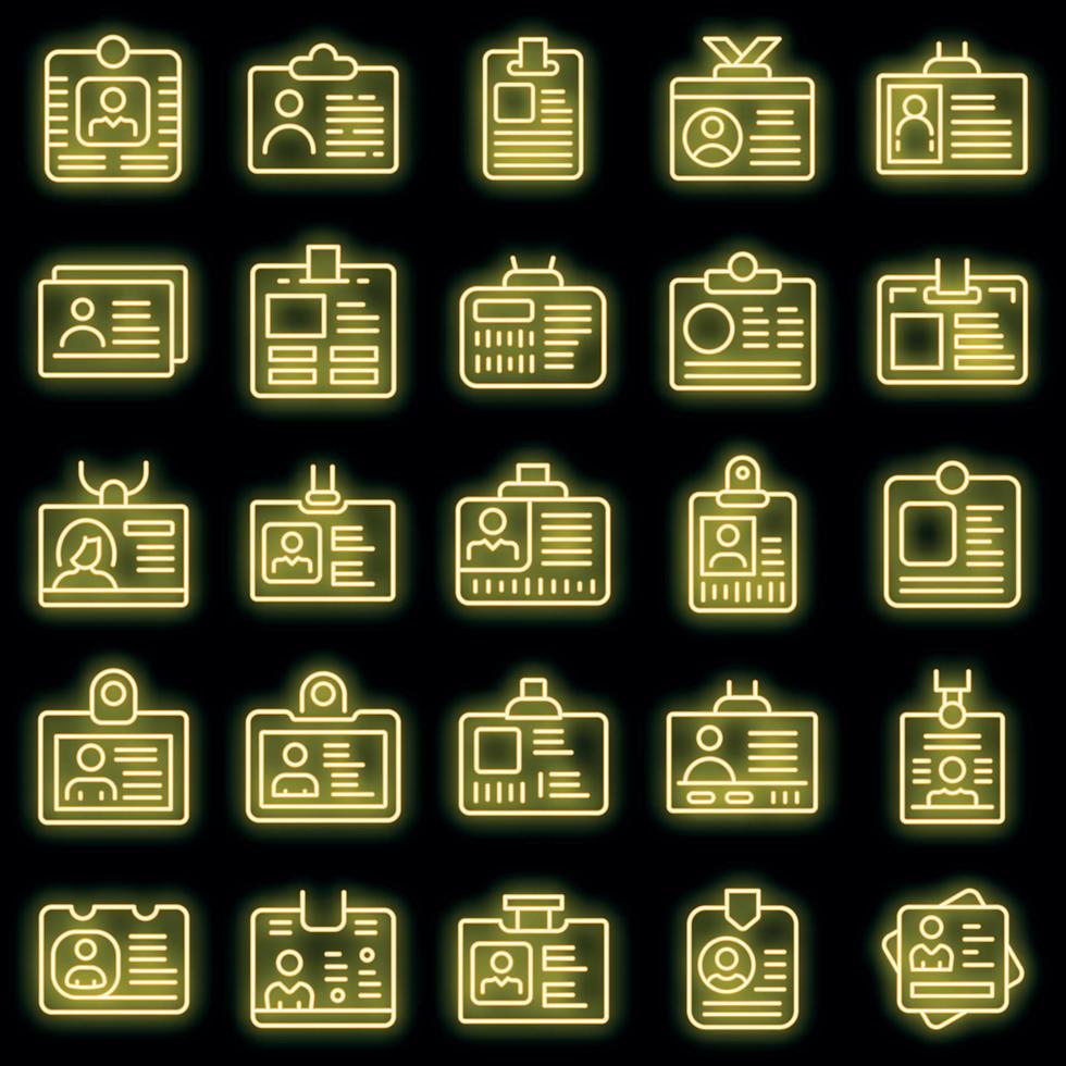 conjunto de ícones de cartão de identificação vector neon