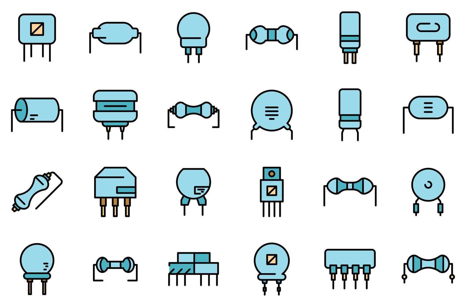 conjunto de ícones de resistores plano de vetor