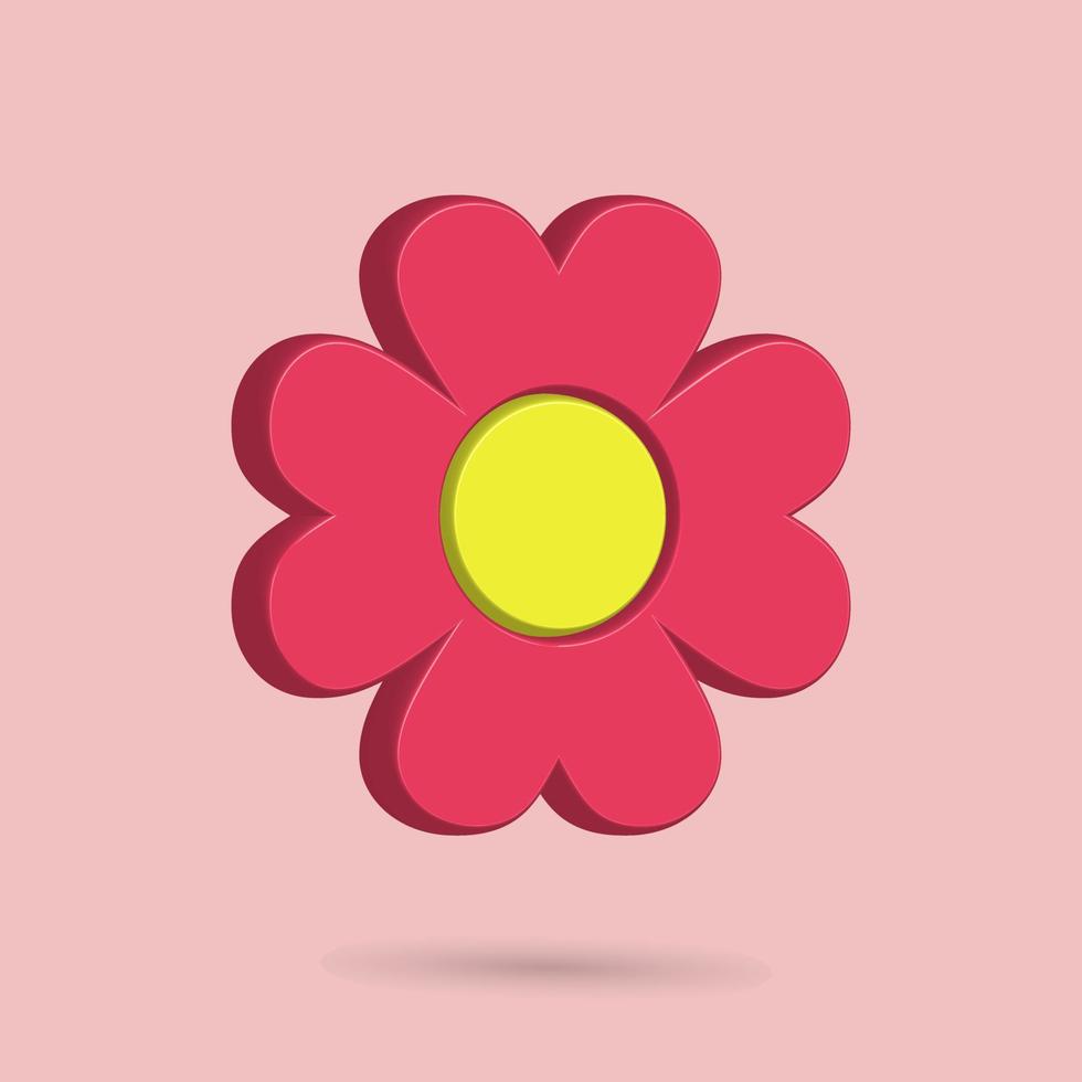 ícone de flor rosa 3d, tema da natureza para suas imagens de decoração de propriedade vetor
