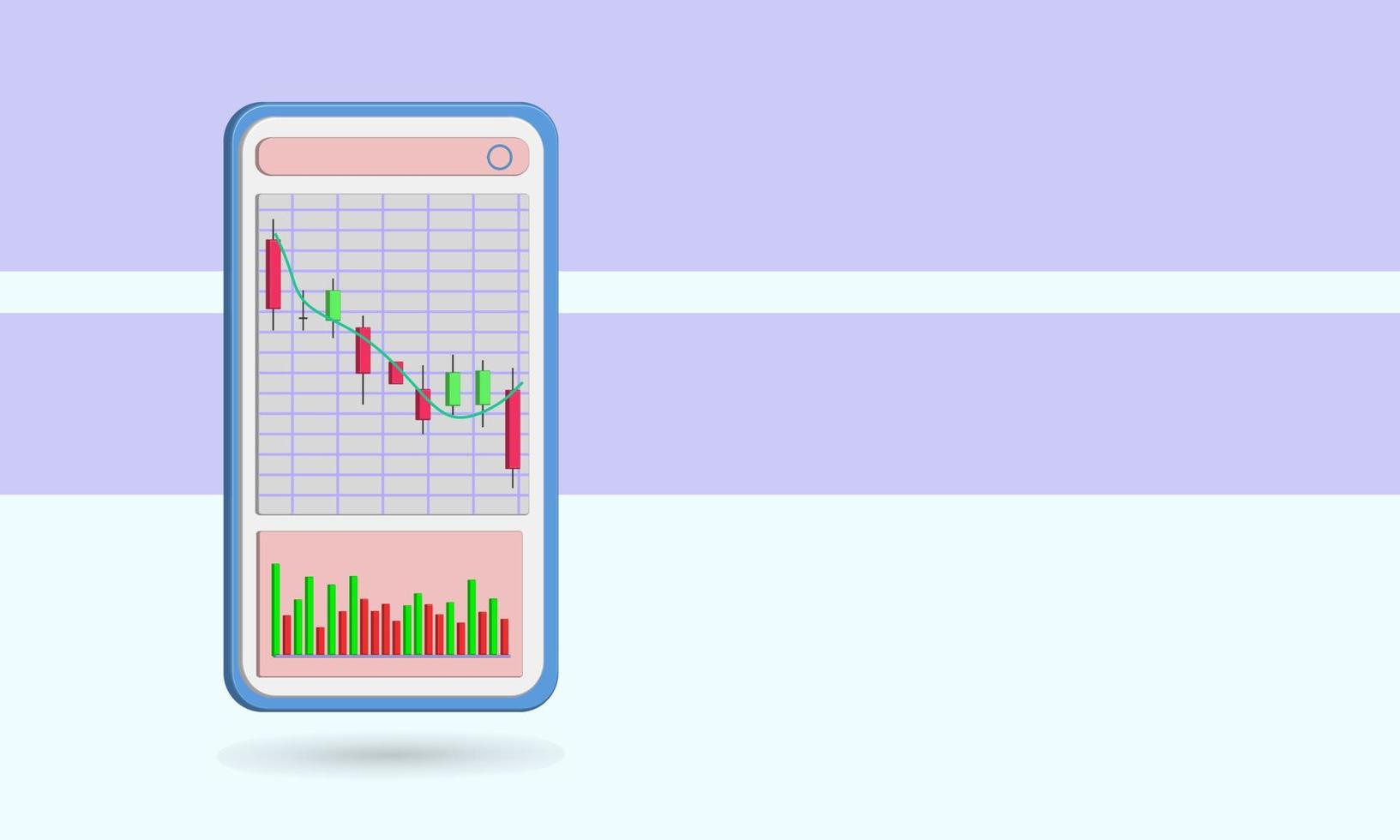 Vetor de ícone de vela 3D e volume, tema do mercado de ações para investimento, efeito de tendência de baixa.