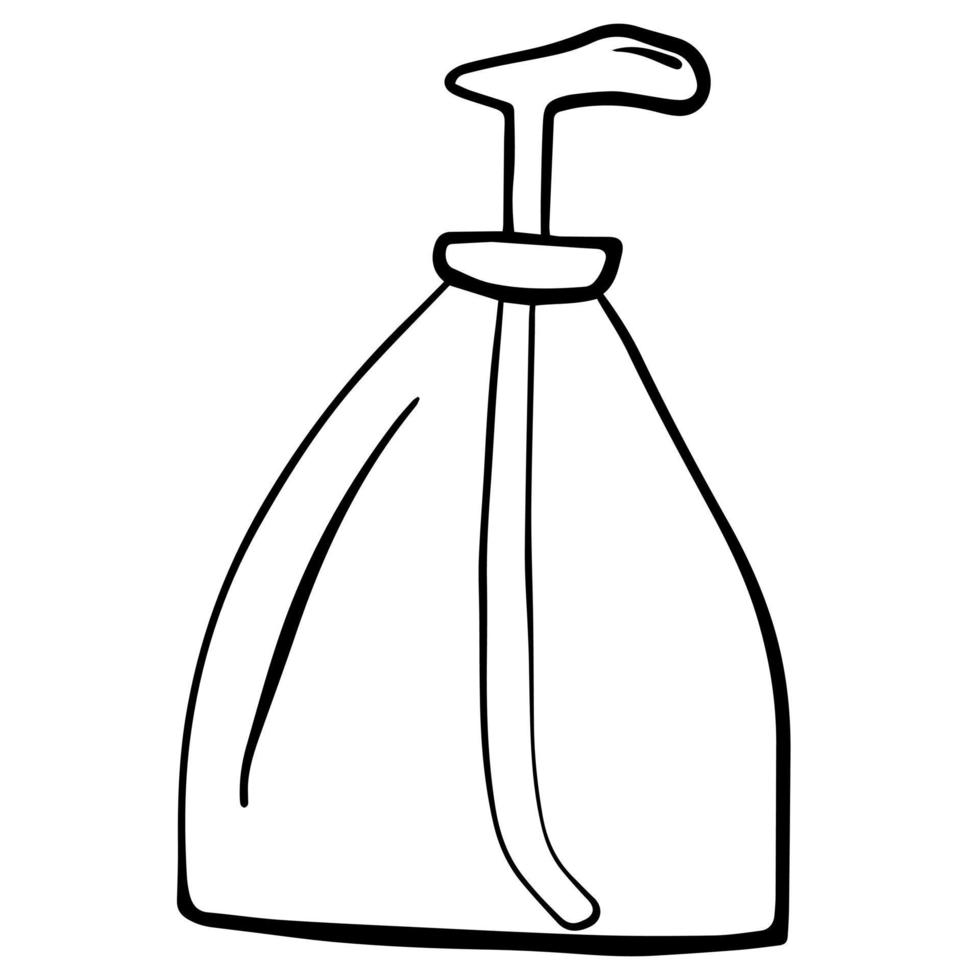 doodle preto de uma garrafa. ilustração de acessórios de banheiro desenhados à mão. ilustração de arte de linha de garrafa vetor