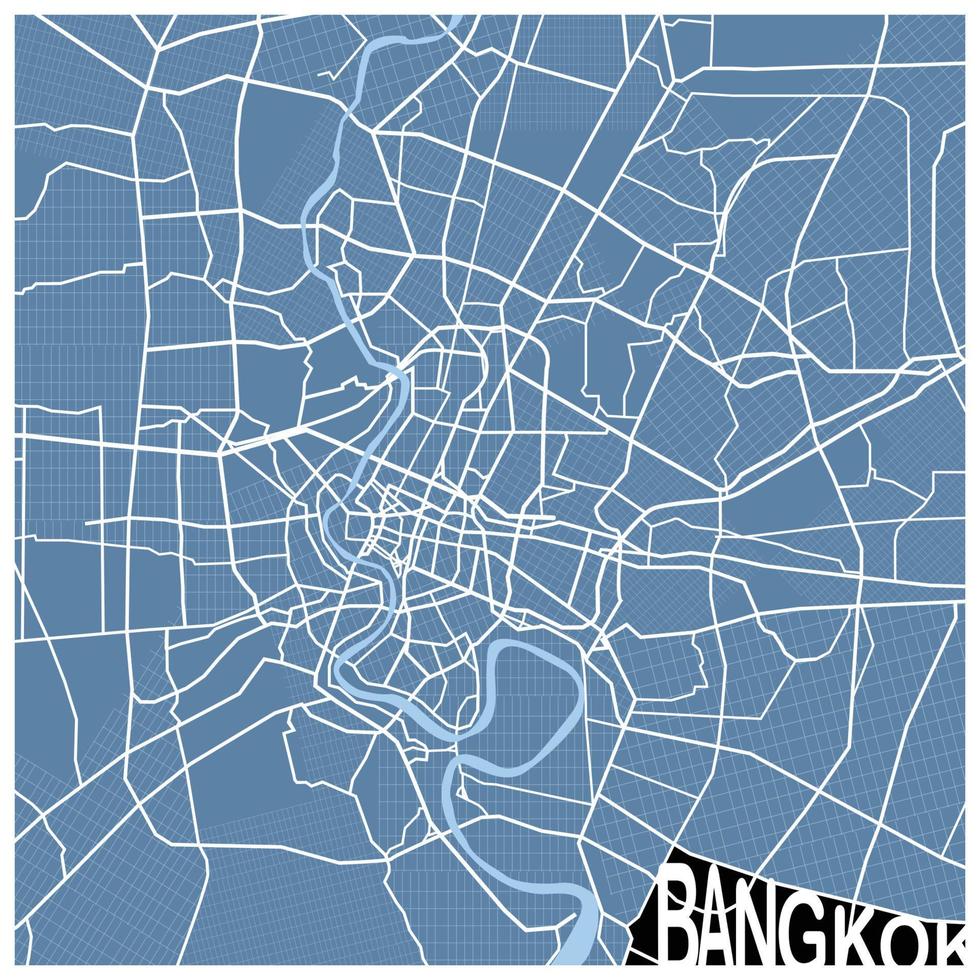 mapa de arte de rua de bangkok tailândia vetor