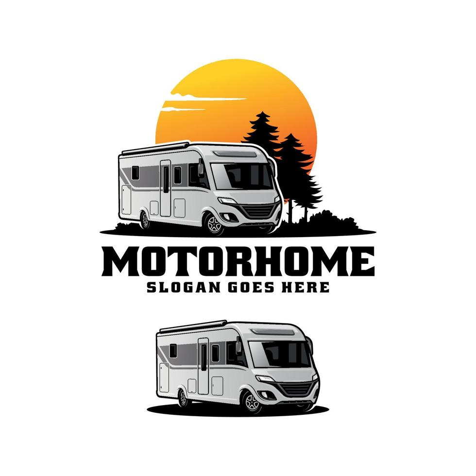 rv, vetor de logotipo de ilustração de carro de campista de motorhome