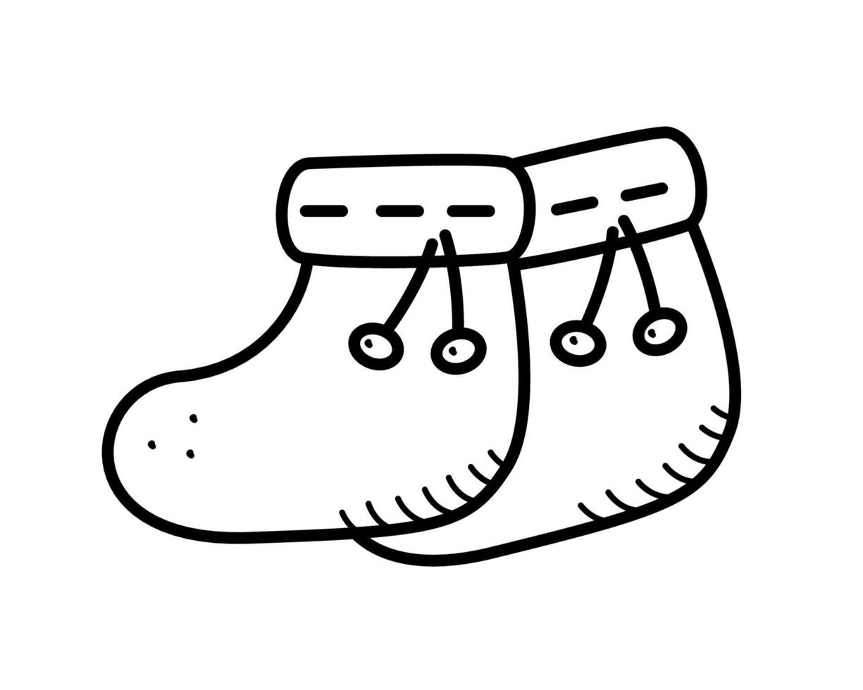 meias para um estilo de doodle de desenho animado de criança pequena. ilustração em vetor de meias com gravatas para um recém-nascido.