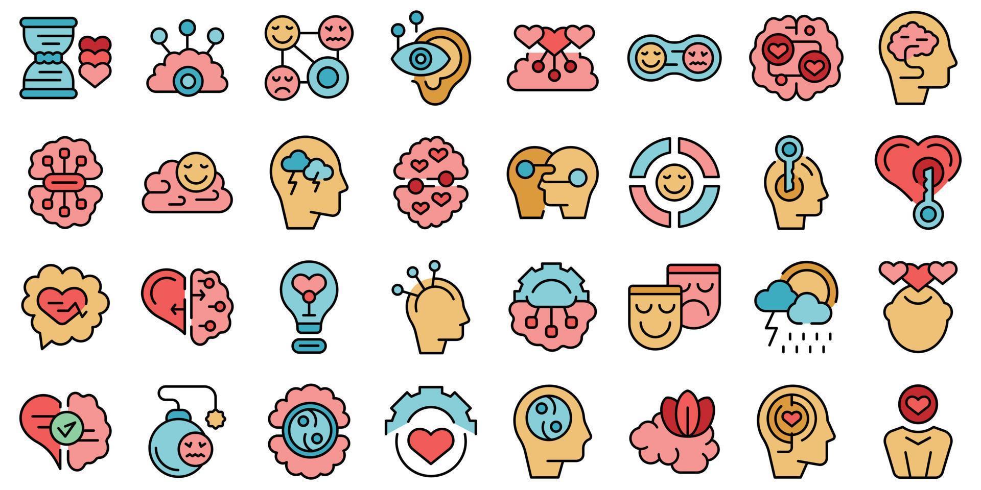 conjunto de ícones de inteligência emocional plana vetor