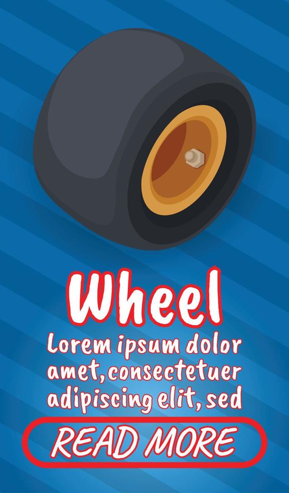 banner de conceito de roda, estilo isométrico de quadrinhos vetor