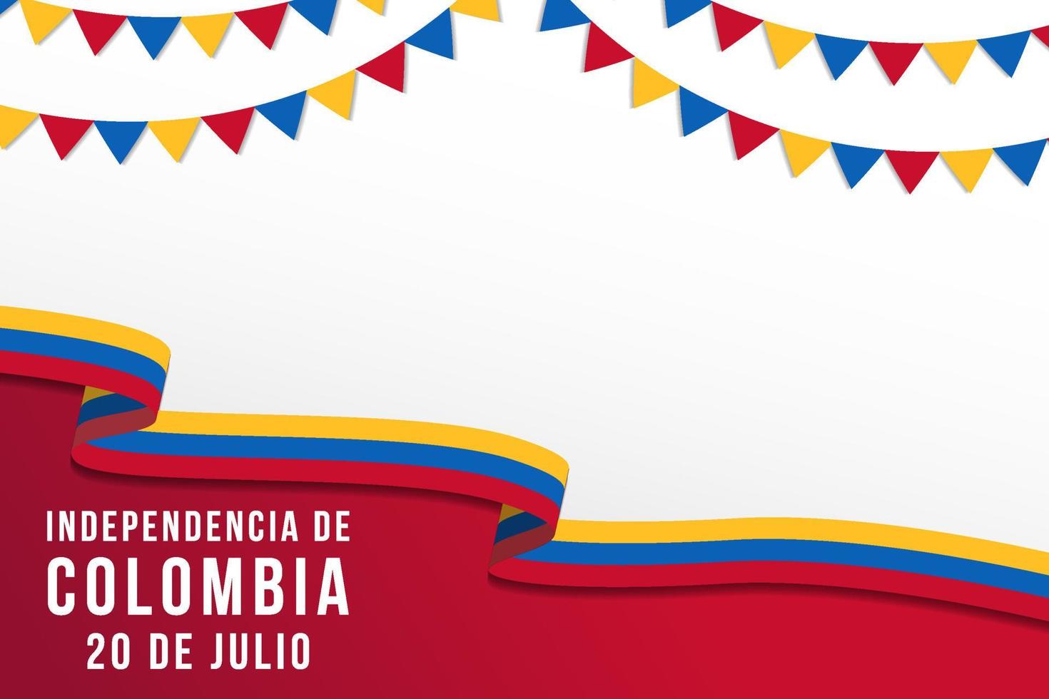 20 de julho ilustração de fundo do dia da independência da colômbia com copyspace vetor
