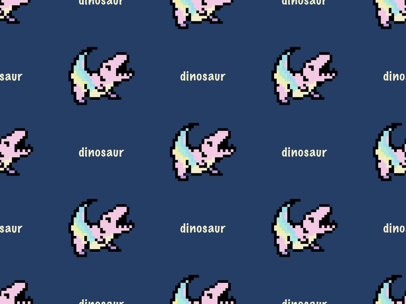 padrão sem emenda de personagem de desenho animado de dinossauro sobre fundo azul. estilo de pixel vetor