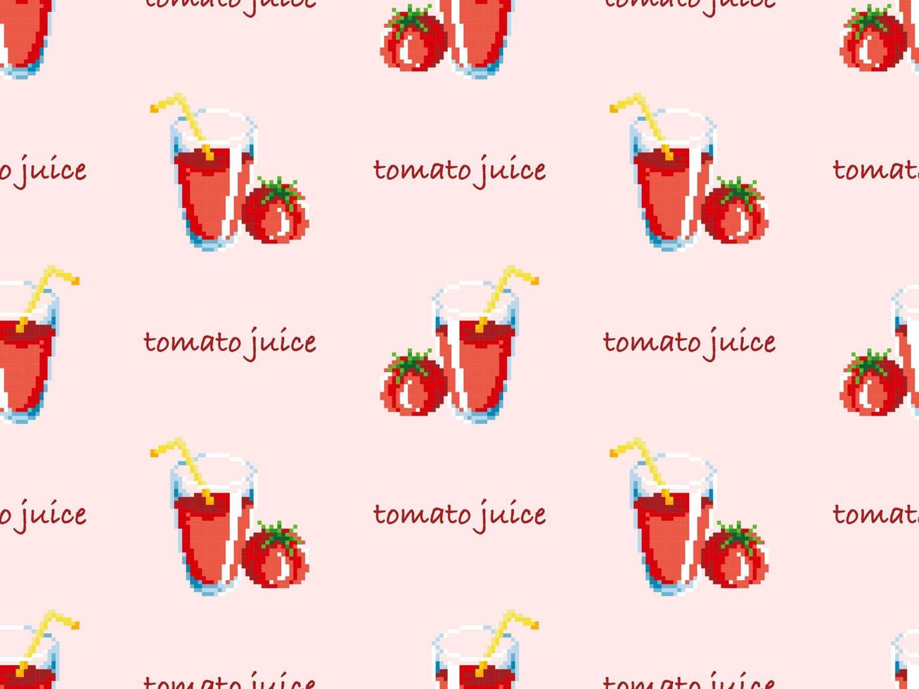 padrão sem emenda de personagem de desenho animado de suco de tomate no fundo rosa. estilo de pixel vetor