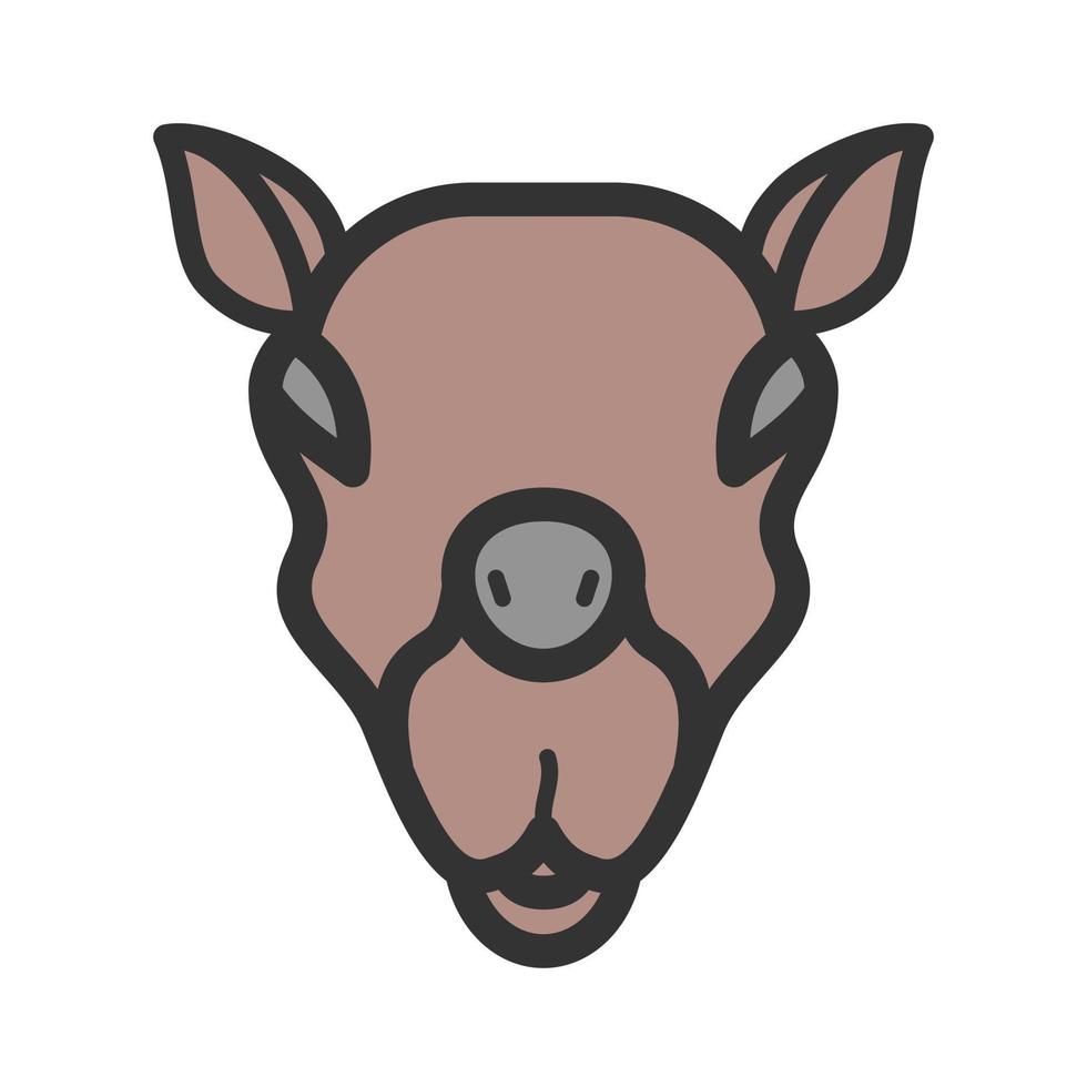 ícone de linha cheia de cara de camelo vetor