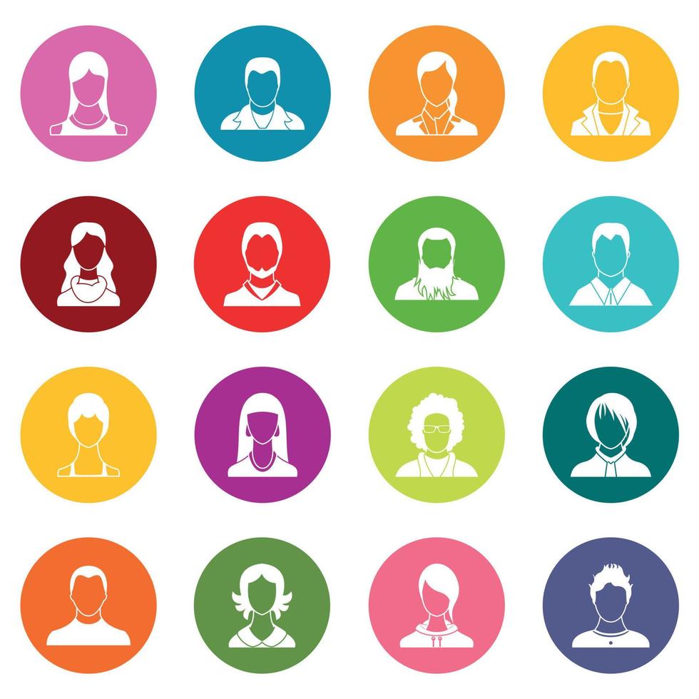 avatares definir ícones conjunto de muitas cores vetor