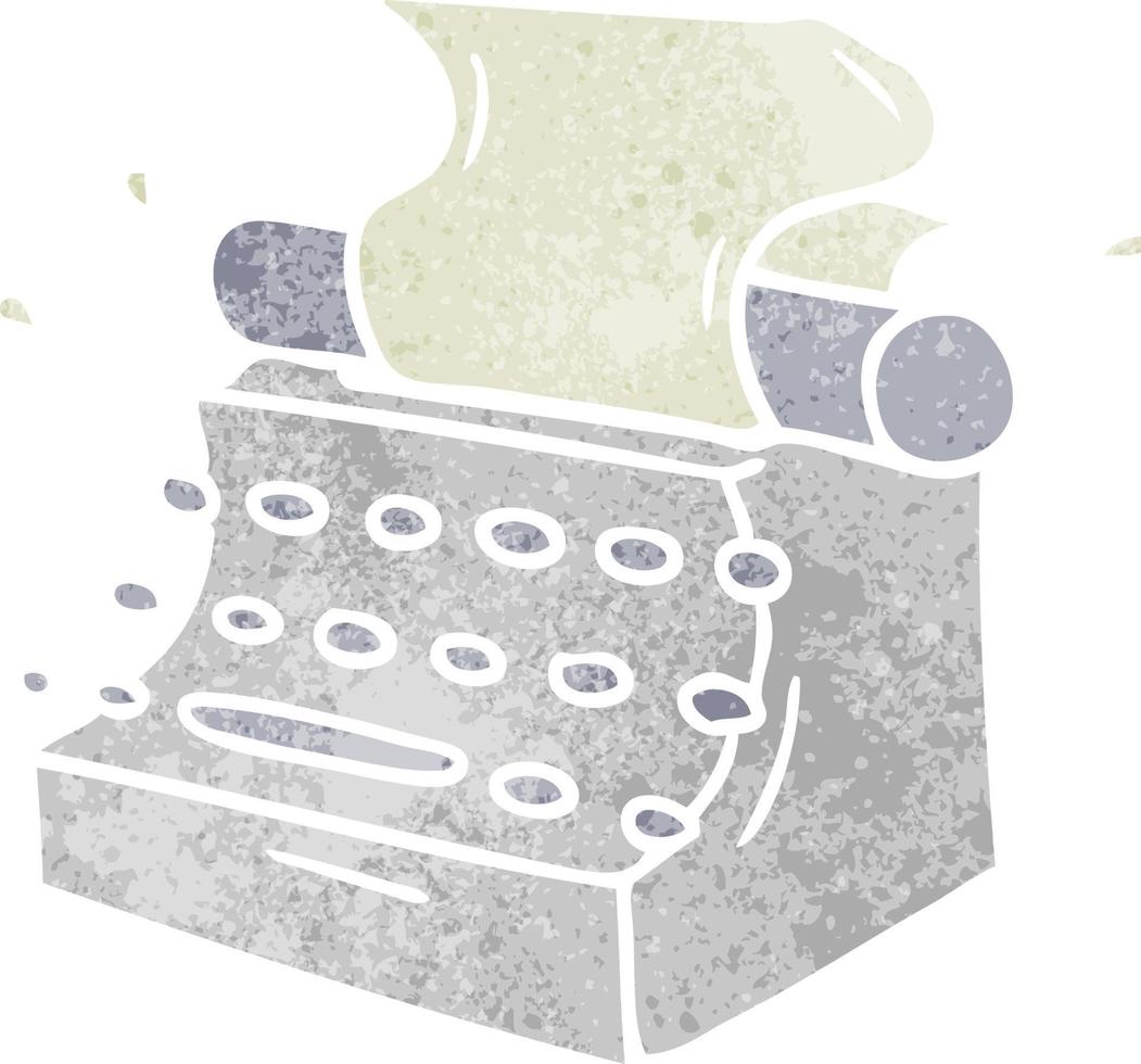 doodle cartoon retrô da máquina de escrever da velha escola vetor