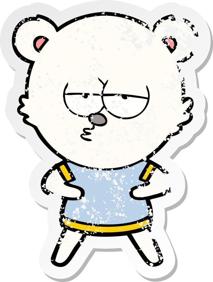 adesivo angustiado de um desenho animado de urso polar entediado vetor