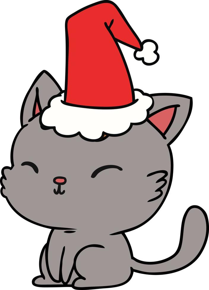 desenho de natal do gato kawaii vetor