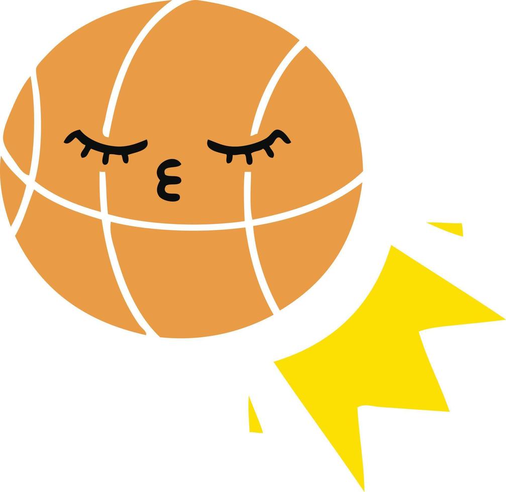 basquete de desenho retrô de cor lisa vetor