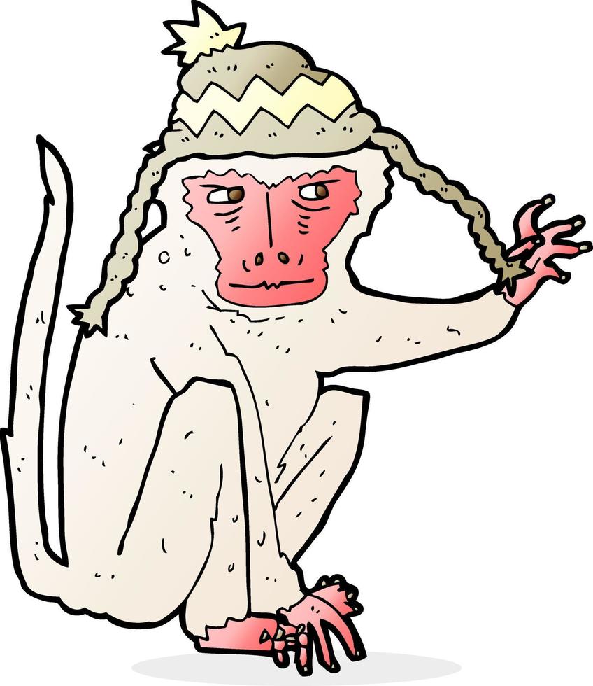 macaco de desenho animado usando chapéu vetor