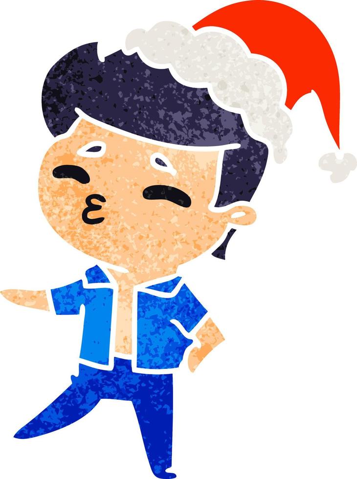 desenho retrô de natal do menino kawaii vetor