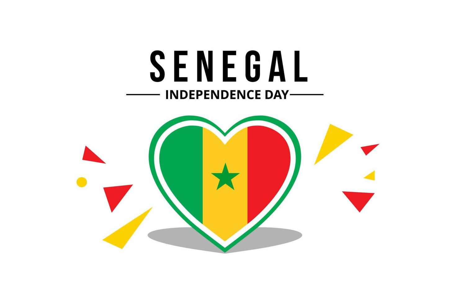 bandeira do senegal em moldura de forma de coração para celebração da independência vetor