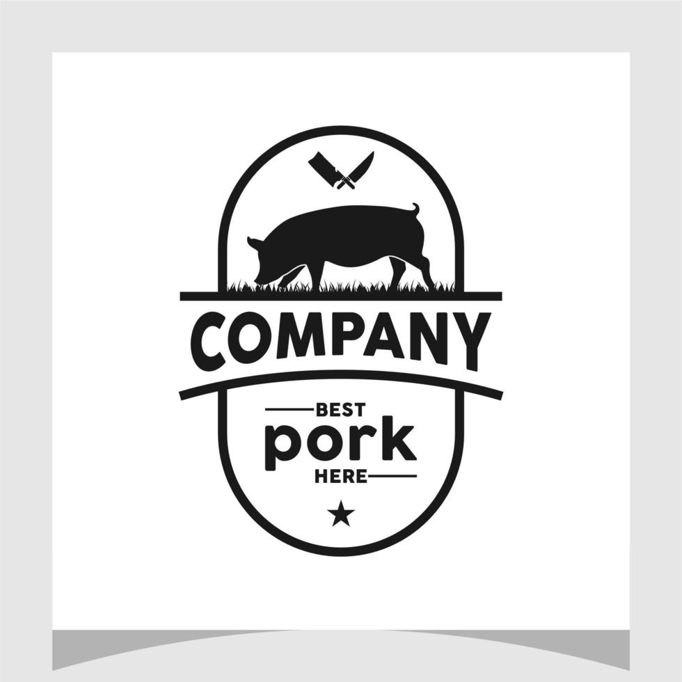 silhueta de javali de porco 209.epspork para inspiração de design de logotipo de etiqueta de emblema vintage vetor