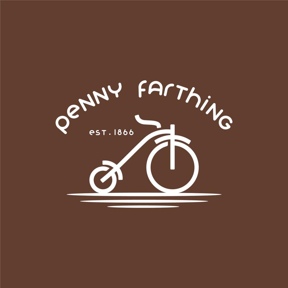 penny farthing logotipo de bicicleta vintage design minimalista simples vetor