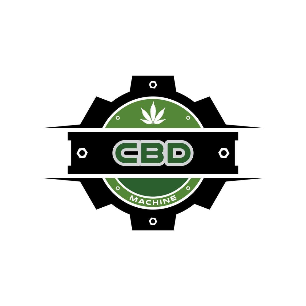 folha de cannabis de maconha com engrenagem para inspiração de design de logotipo da empresa cbd canabidiol vetor