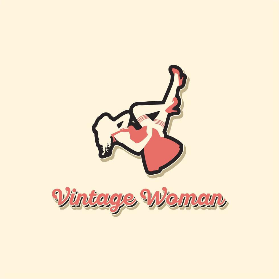 inspiração de design de ícone de logotipo de mulher bonita vintage vetor