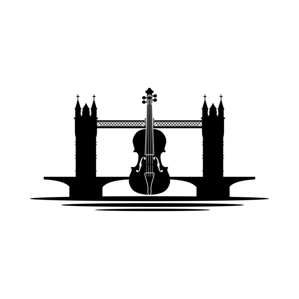 285.epslondon ponte violino viola violoncelo violino instrumento de música inspiração design de logotipo vetor