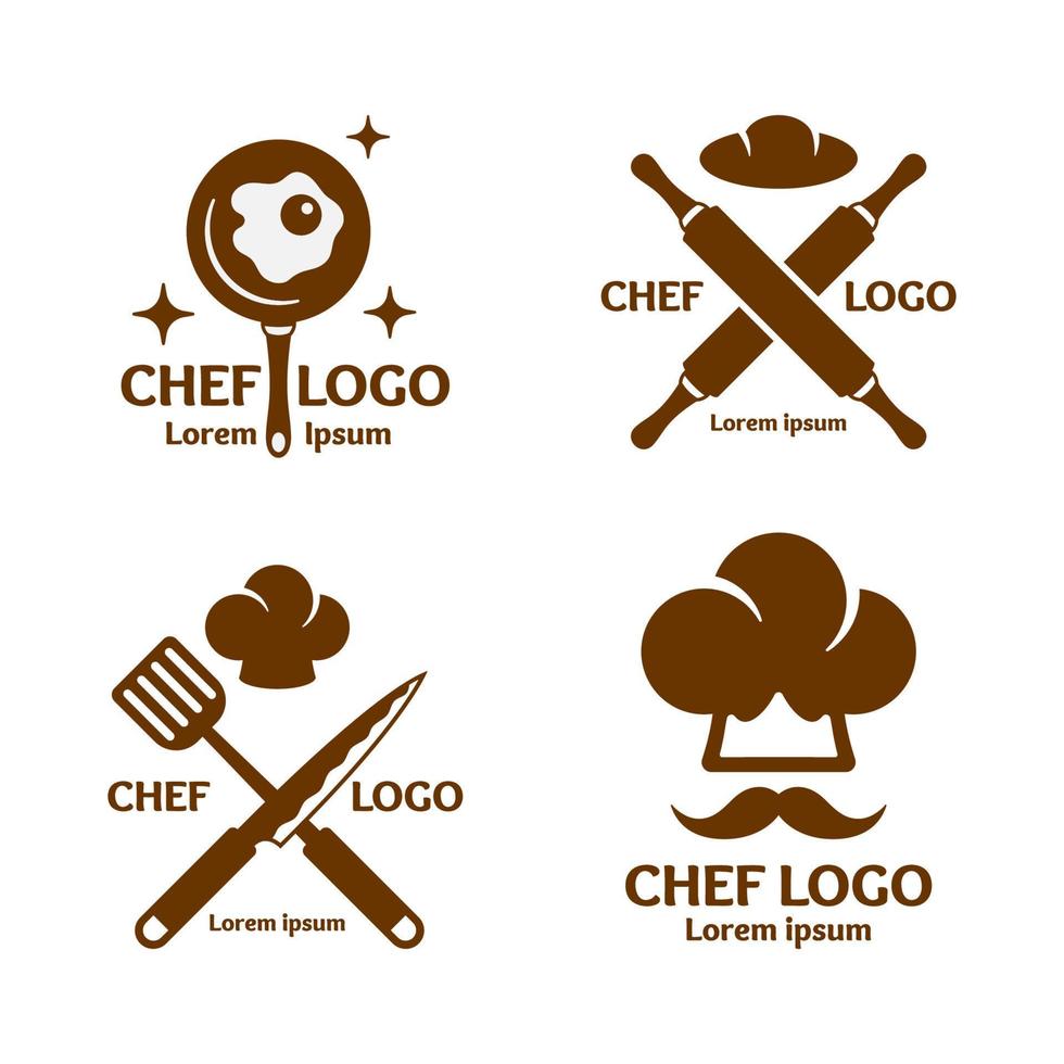 conjunto de logotipo do chef e restaurante vetor