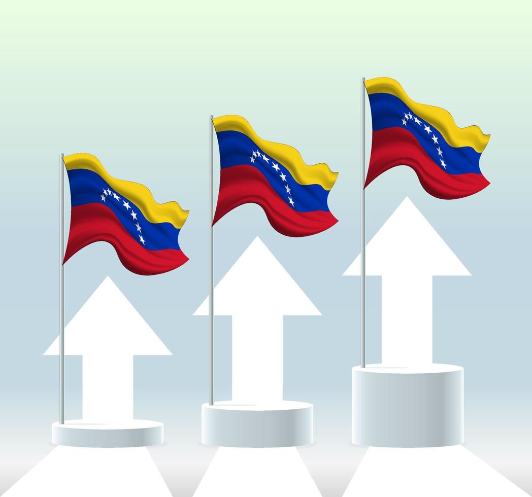 bandeira venezuelana. o país está em alta. acenando o mastro da bandeira em tons pastel modernos. desenho de bandeira, sombreamento para fácil edição. design de modelo de banner. vetor