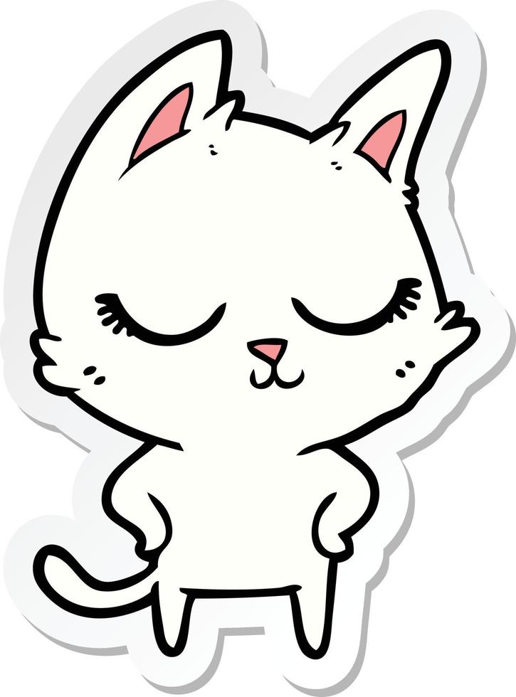 adesivo de um gato de desenho animado calmo vetor