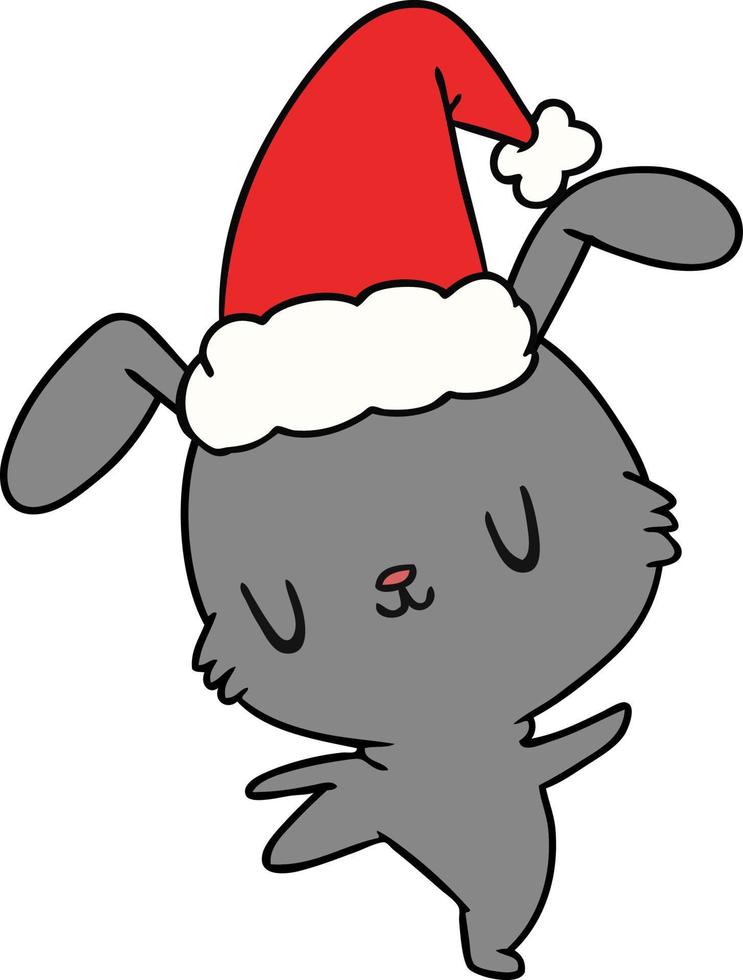 desenho de natal de coelho kawaii vetor