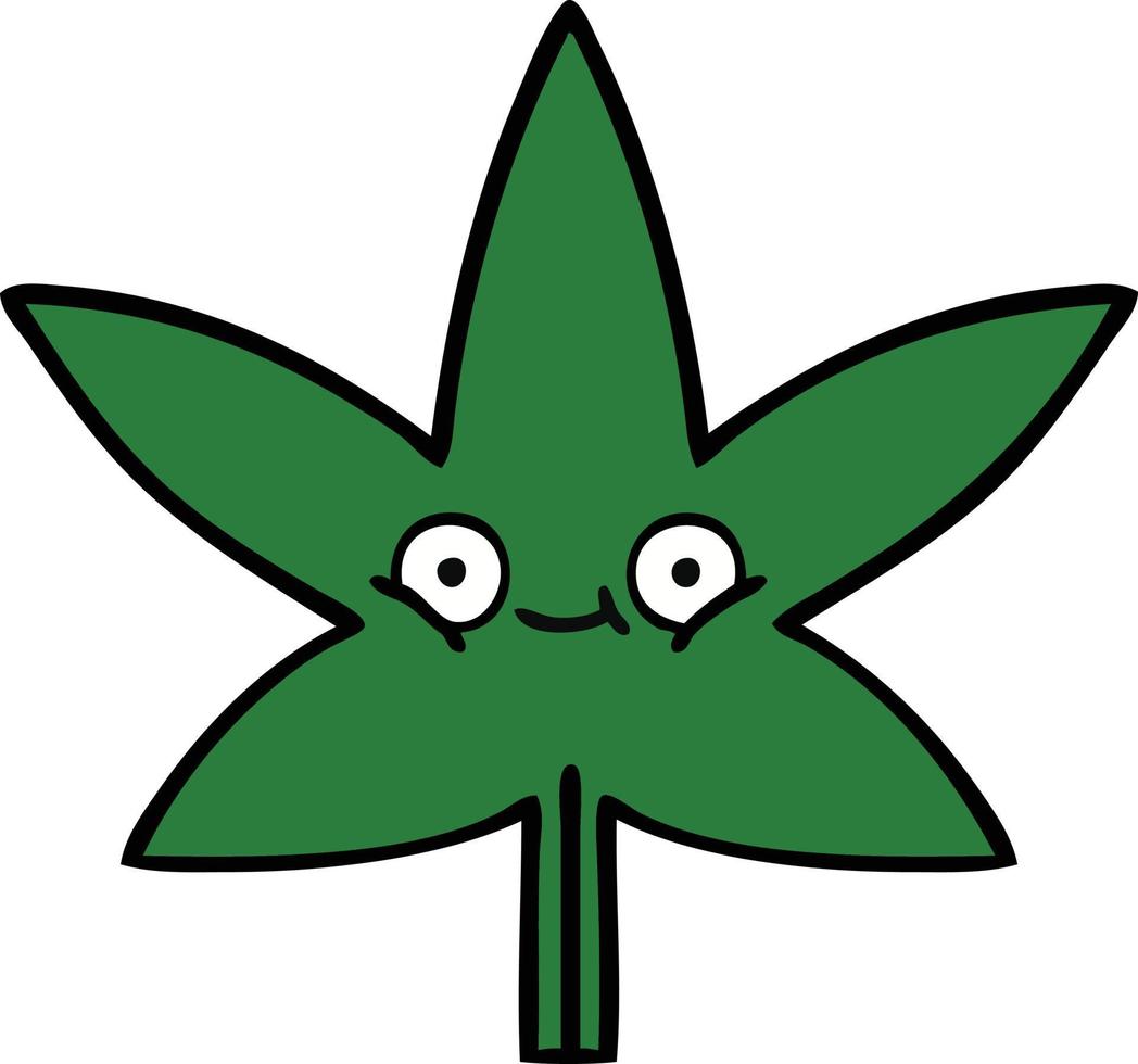 folha de maconha bonito dos desenhos animados vetor