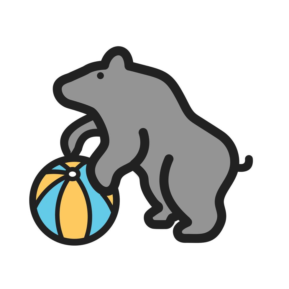 urso realizando ícone de linha cheia vetor