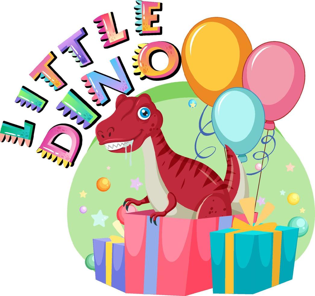 pequeno desenho de dinossauro fofo no tema da festa vetor