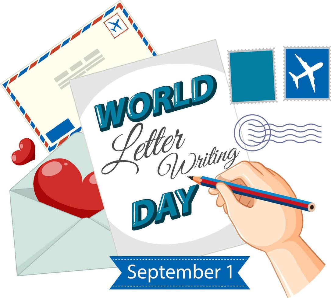 design de banner do dia mundial da escrita de cartas vetor