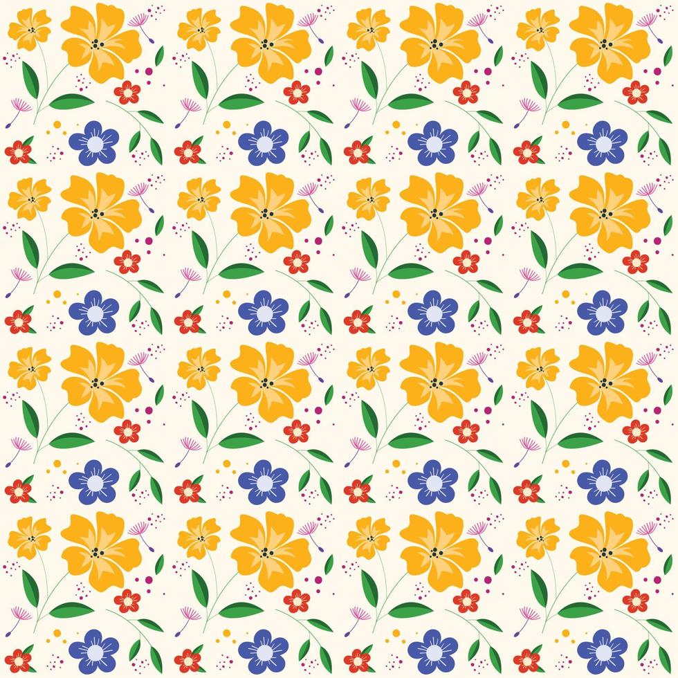 padrão floral sem costura flores coloridas desenhadas à mão fundo natural com flores pintadas coloridas vetor