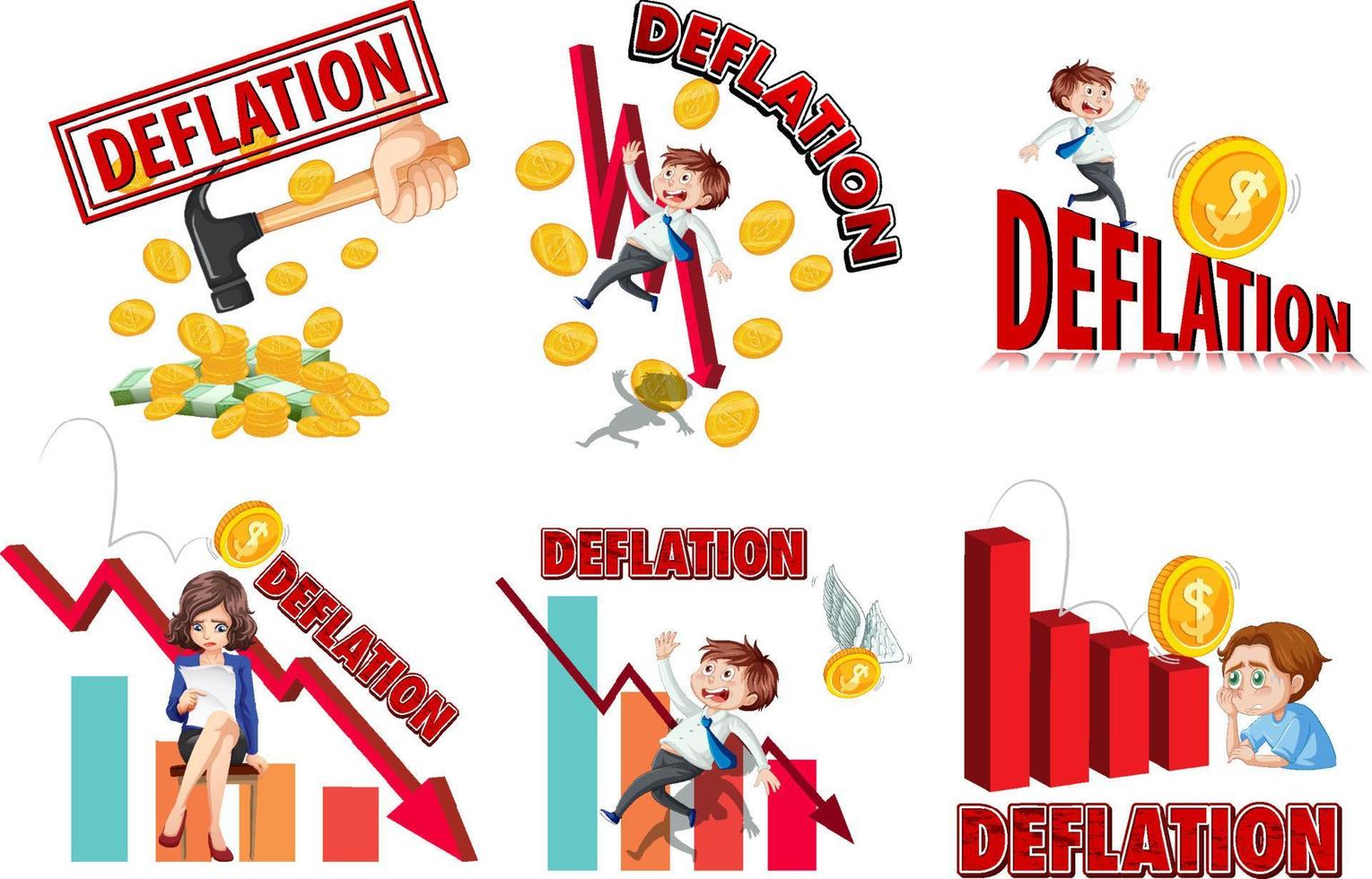 conjunto de diferentes logotipos e símbolos de deflação vetor