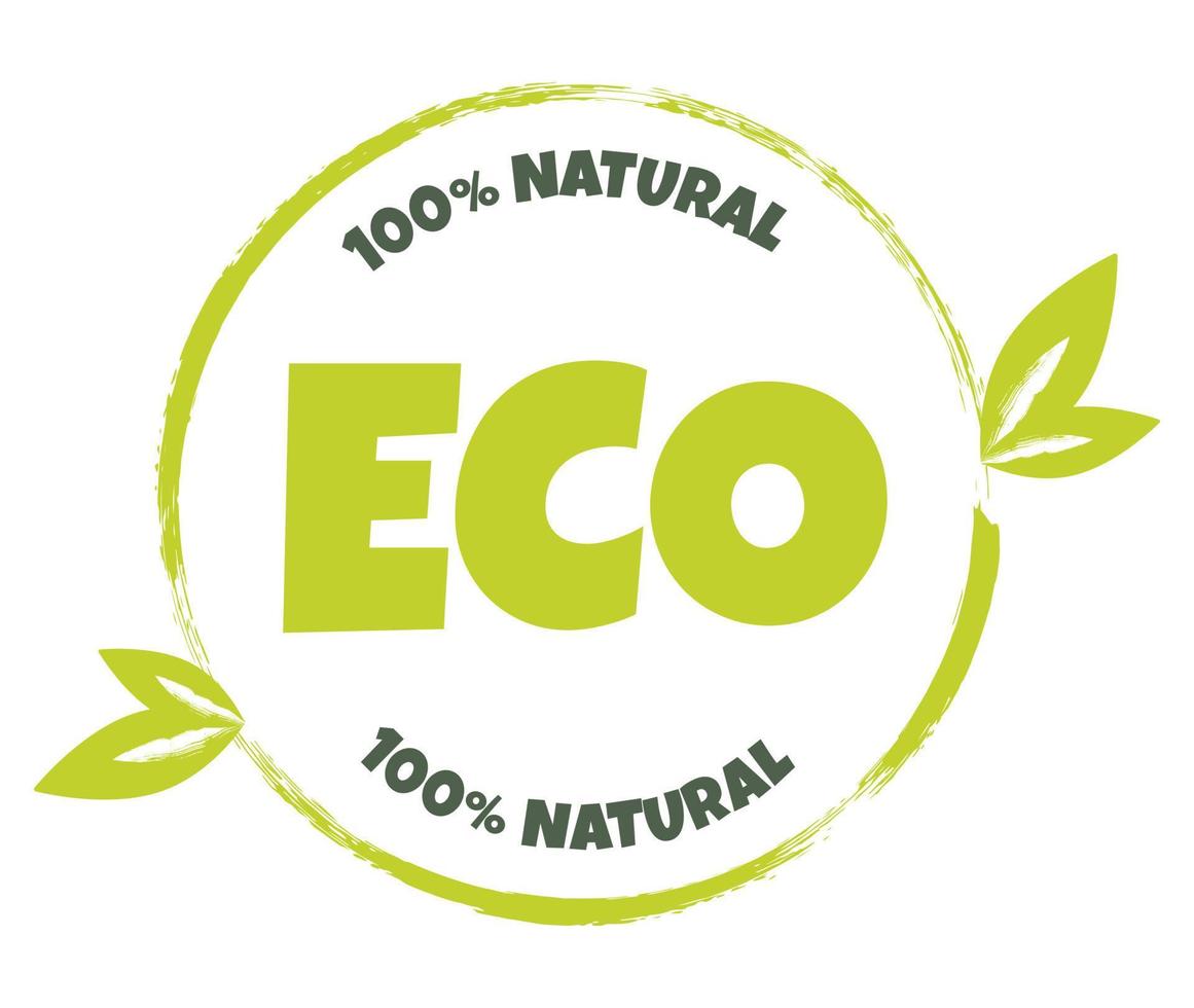 eco, bio, adesivo de produtos orgânicos e naturais, rótulo, crachá e logotipo. vetor